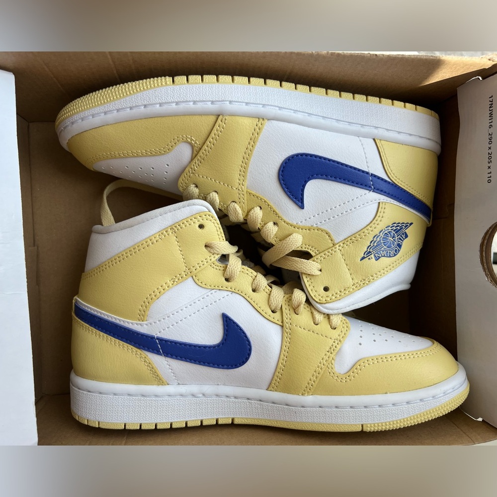 Nike Air Jordan 1 Mid Lemon Wash Lapis 6.5w 5y Basketball Sneakers New - Picture 9 of 10